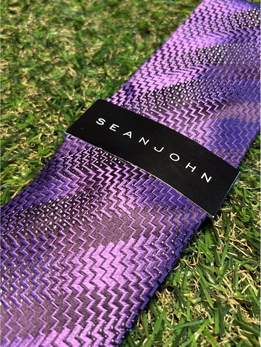 Sean John Purple Zigzag Patterned Men's Tie